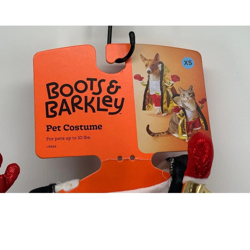 Boots & Barkley Boxer Pet Costume Gold Champ Robe Gloves Dog Cat XS